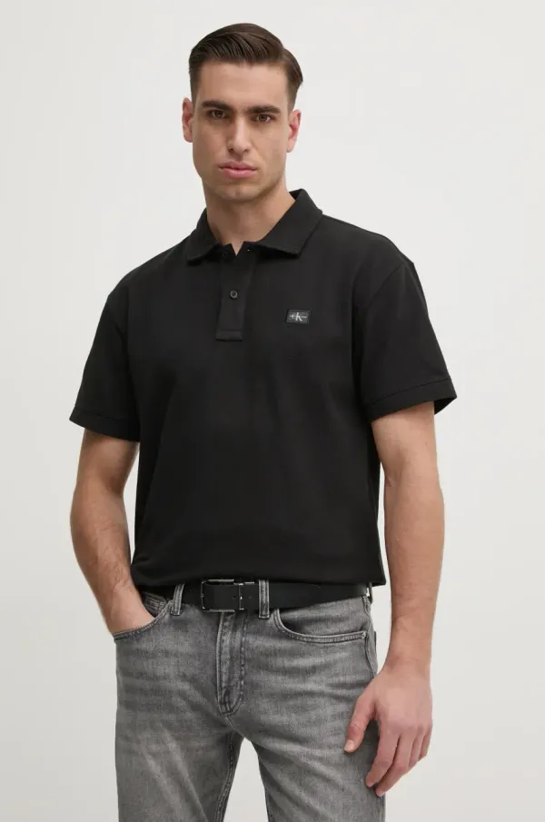 Calvin Klein Jeans Polo Calvin Klein Jeans moški, črna barva, J30J327040