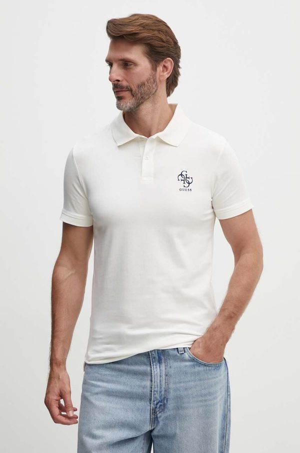 Guess Polo Guess NOLAN moški, bež barva, M4YP66 J1314