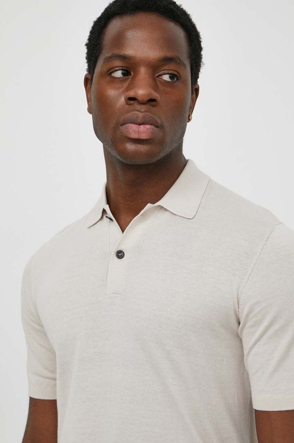 Calvin Klein Polo iz svilene mešanice Calvin Klein bež barva