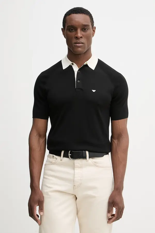 Emporio Armani Polo majica z dodatkom svile Emporio Armani