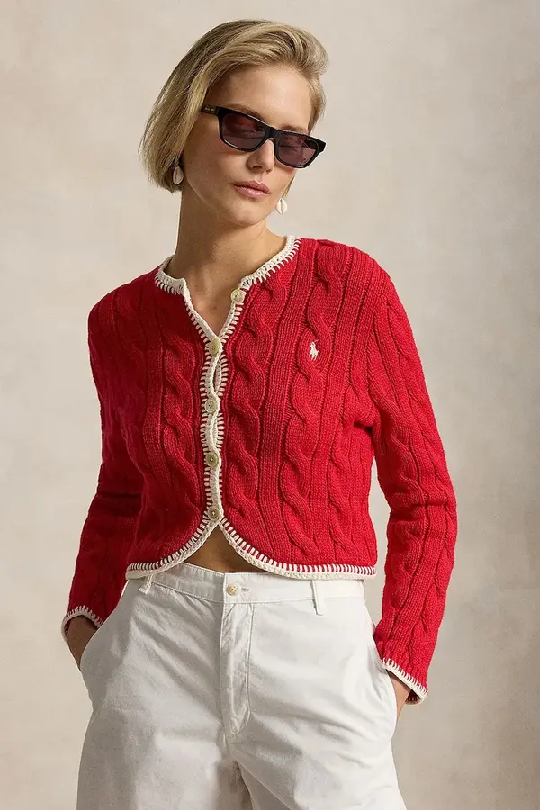 Polo Ralph Lauren Polo Ralph Lauren kardigan ženski bombažen COTTON-SWEATER-CARDIGAN
