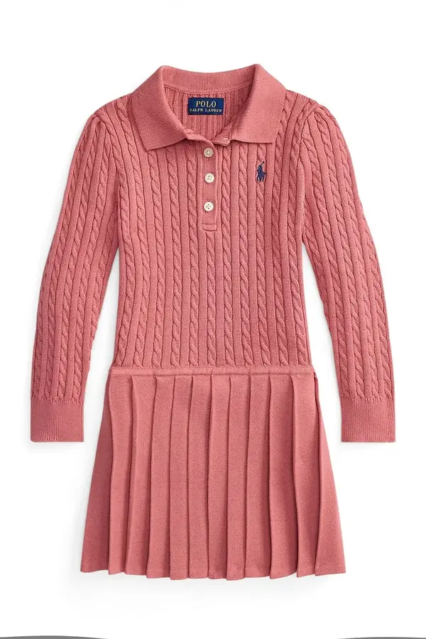 Polo Ralph Lauren Polo Ralph Lauren plisirana obleka bombažna