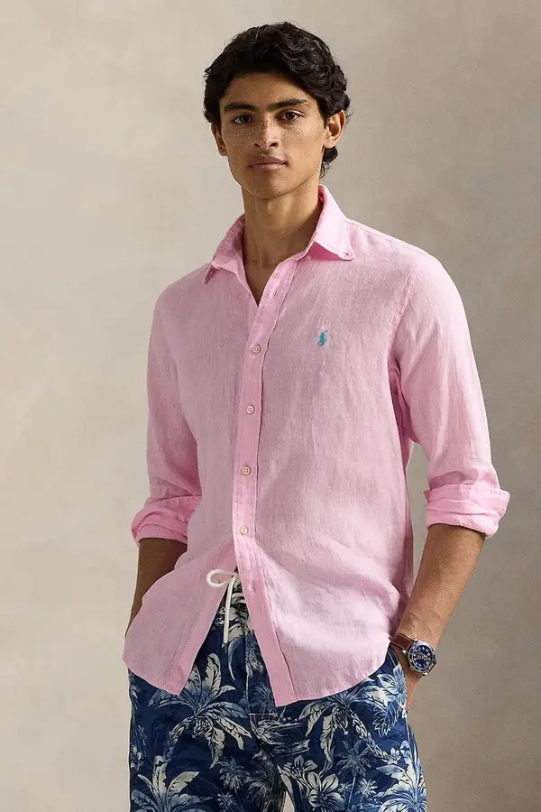 Polo Ralph Lauren Polo Ralph Lauren srajca moška lanena Long Sleeve Sport Shirt