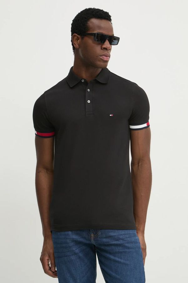 Tommy Hilfiger Polo Tommy Hilfiger moški, črna barva, MW0MW37518