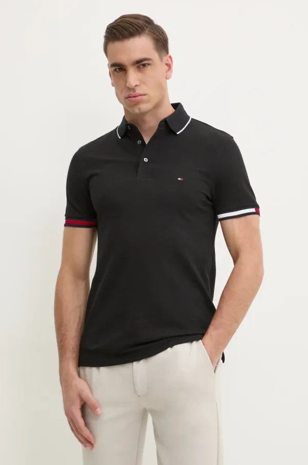 Tommy Hilfiger Polo Tommy Hilfiger moški, črna barva, MW0MW38458