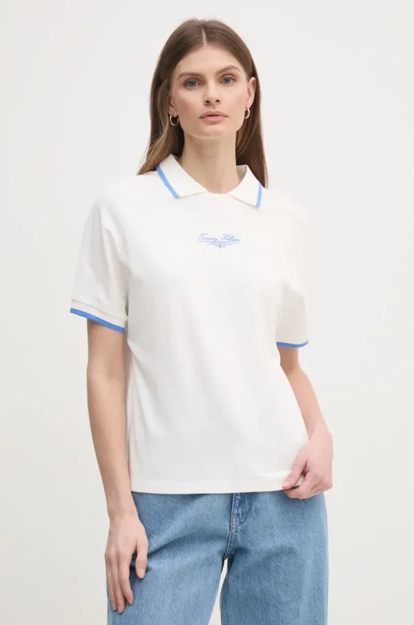 Tommy Hilfiger Polo Tommy Hilfiger ženski, bela barva, WW0WW45516