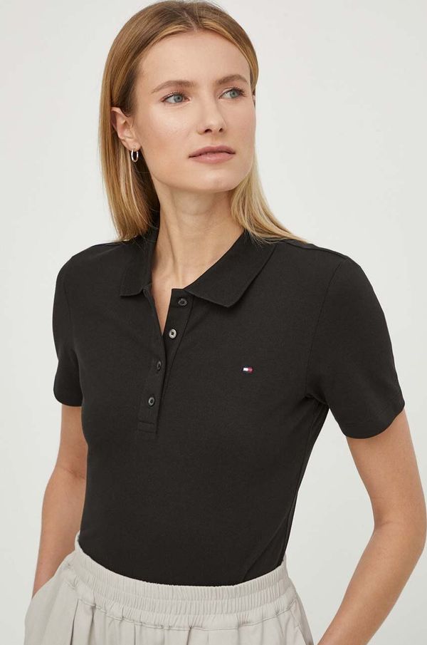 Tommy Hilfiger Polo Tommy Hilfiger ženski, črna barva