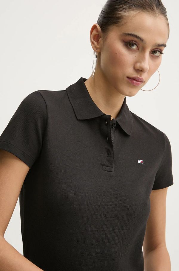 Tommy Jeans Polo Tommy Jeans ženski, črna barva, DW0DW20160