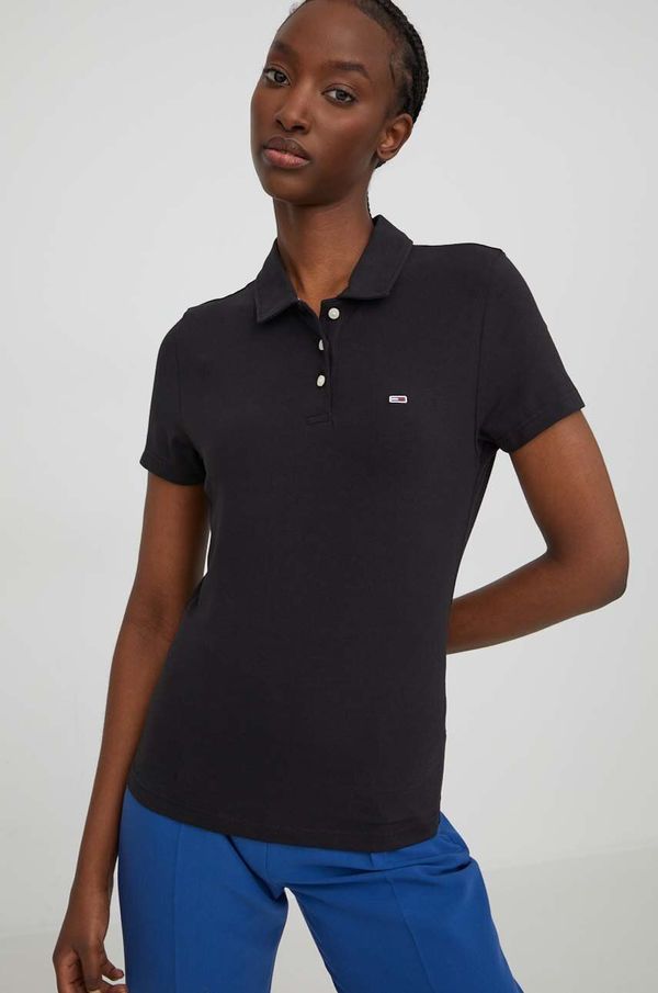 Tommy Jeans Polo Tommy Jeans ženski, črna barva