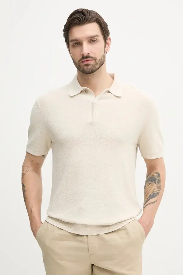 Calvin Klein Polo z mešanico lana Calvin Klein