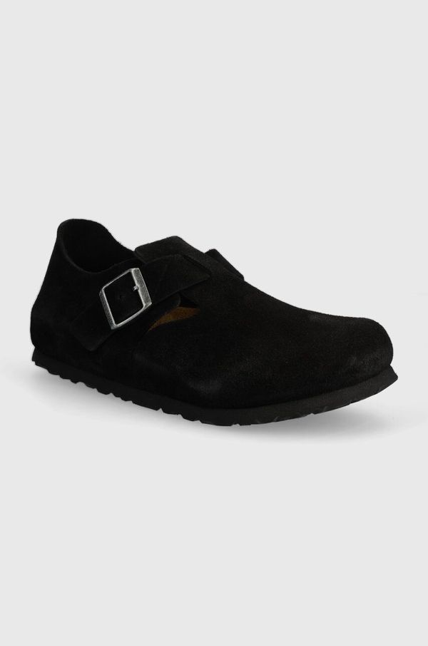 Birkenstock Polškornji iz semiša Birkenstock London ženski, črna barva, 1028078