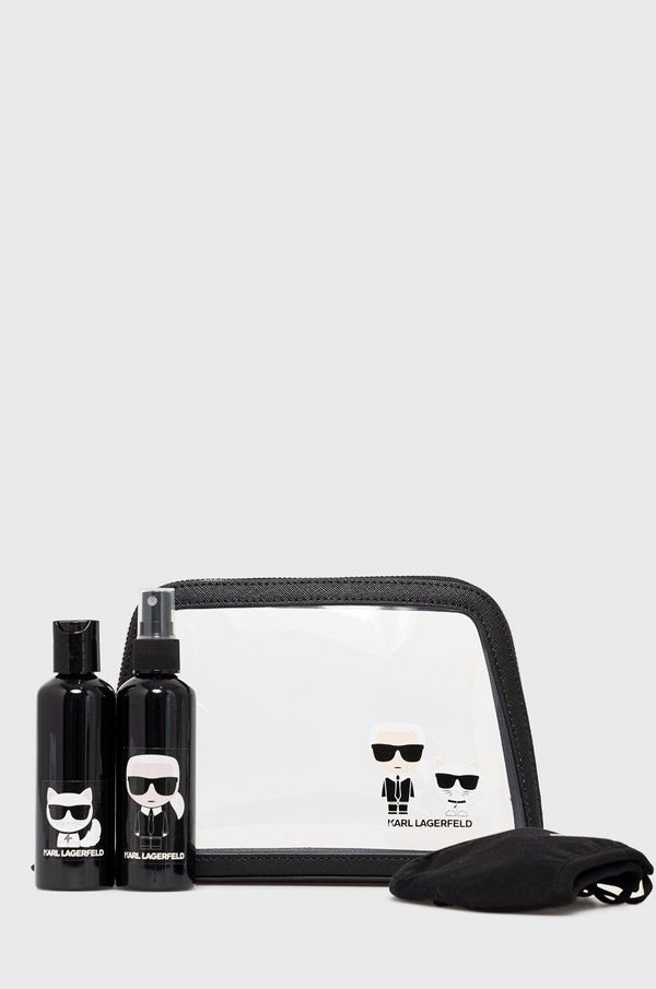Karl Lagerfeld Potovalni komplet - kozmetična torbica, maska in dve posodici Karl Lagerfeld črna barva