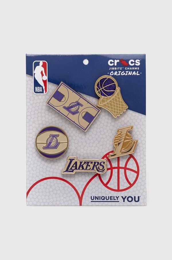 Crocs Priponke za otroške čevlje Crocs NBA LA Lakers 5-pack zlata barva
