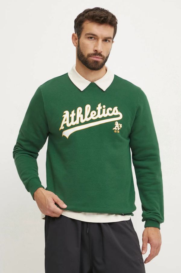 47 brand Pulover 47 brand MLB Oakland Athletic moški, zelena barva, BB018PEMIBC654773DG