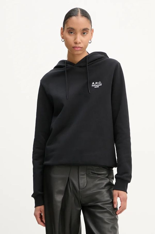 A.P.C. Pulover A.P.C. hoodie standard rue madame GOTS črna barva, s kapuco, COHBV.M27914