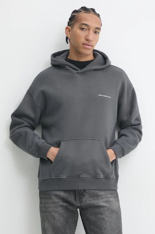 Abercrombie & Fitch Pulover Abercrombie & Fitch moški, siva barva, s kapuco, KI122-4366