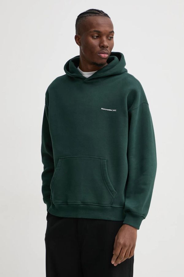 Abercrombie & Fitch Pulover Abercrombie & Fitch moški, zelena barva, s kapuco, KI122-4366