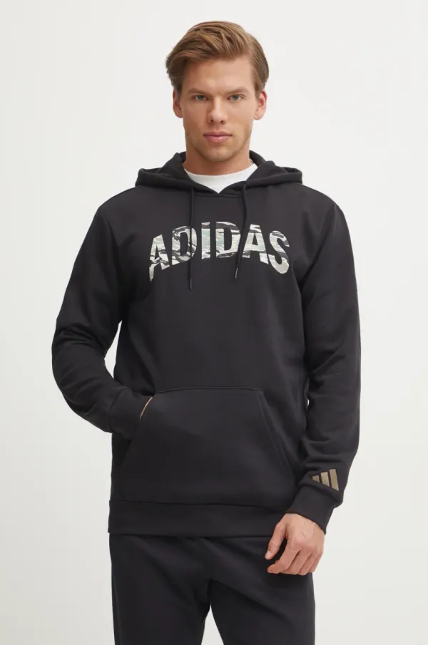 adidas Pulover adidas Camo moška, črna barva, s kapuco, JI6767