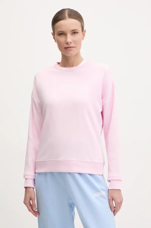 adidas Pulover adidas Essentials Linear ženski, roza barva, JC8292
