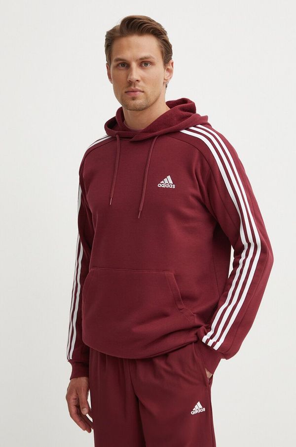 adidas Pulover adidas Essentials moški, bordo barva, s kapuco, JG5949