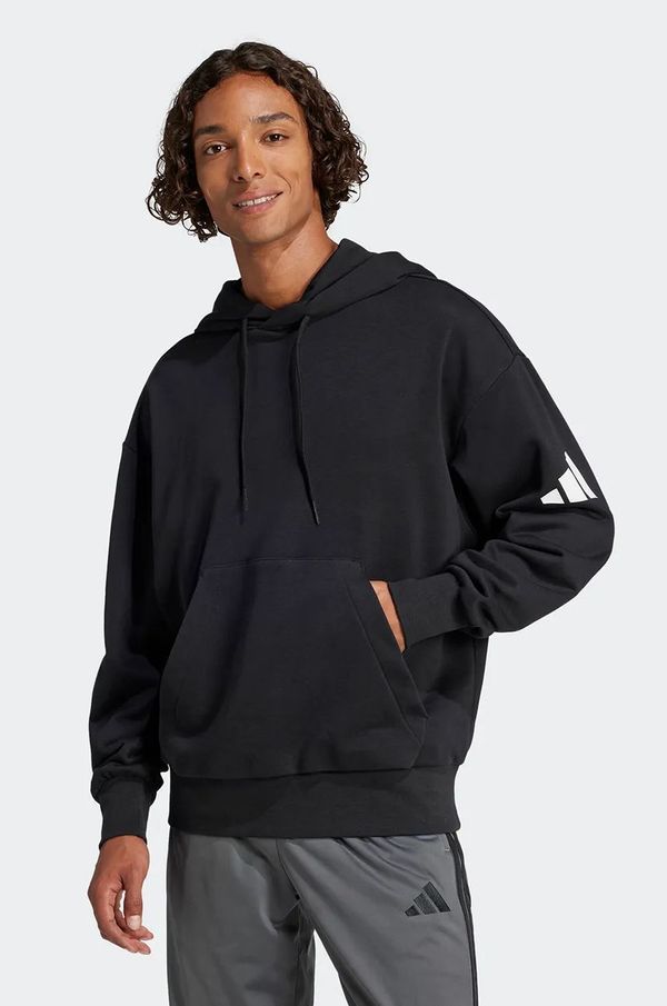 adidas Pulover adidas Essentials moški, črna barva, s kapuco, JF3587