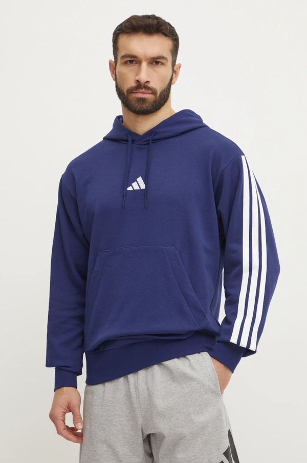 adidas Pulover adidas Essentials moški, mornarsko modra barva, s kapuco, JD1872