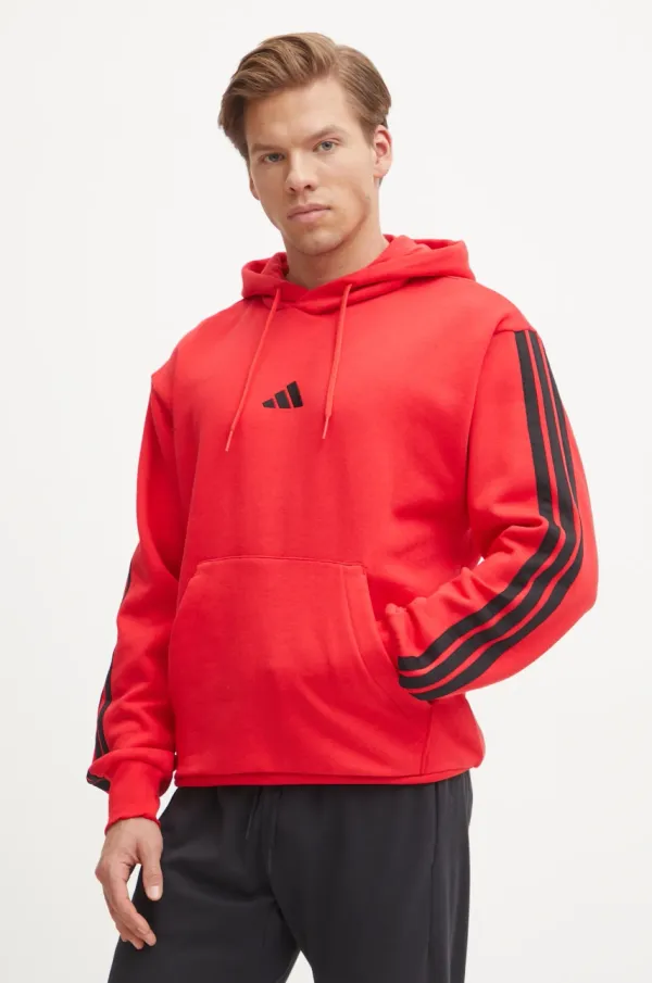 adidas Pulover adidas Essentials moški, rdeča barva, s kapuco, JE6298