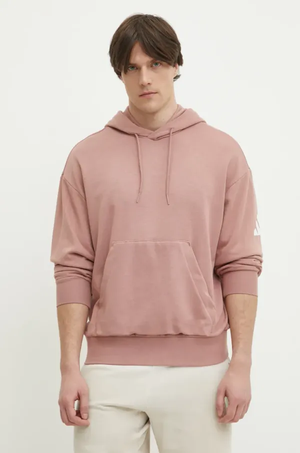 adidas Pulover adidas Essentials moški, roza barva, s kapuco, JF3598