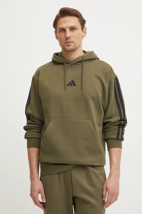 adidas Pulover adidas Essentials moški, zelena barva, s kapuco, JD1847