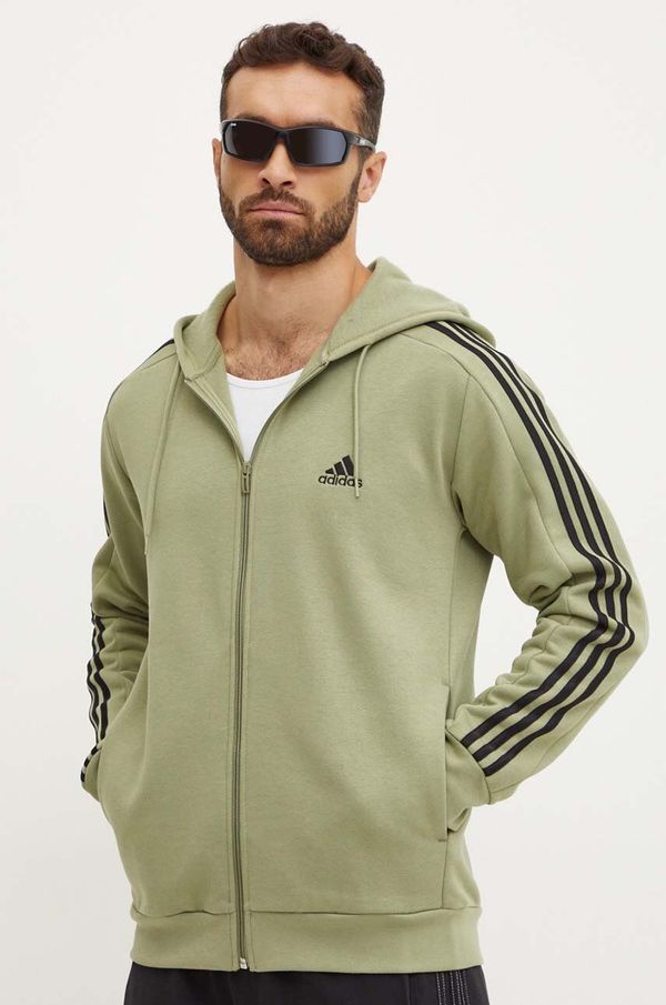 adidas Pulover adidas Essentials moški, zelena barva, s kapuco, JE0341