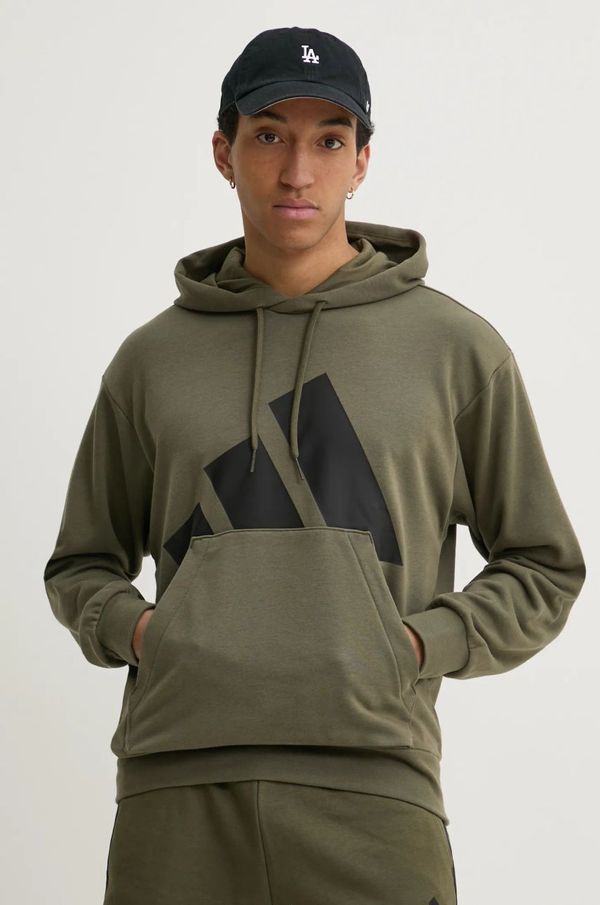 adidas Pulover adidas Essentials moški, zelena barva, s kapuco, JE8892