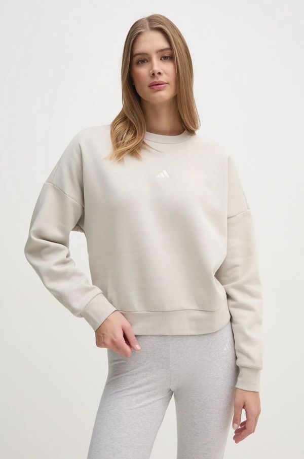 adidas Pulover adidas Essentials ženski, bež barva, JI6069
