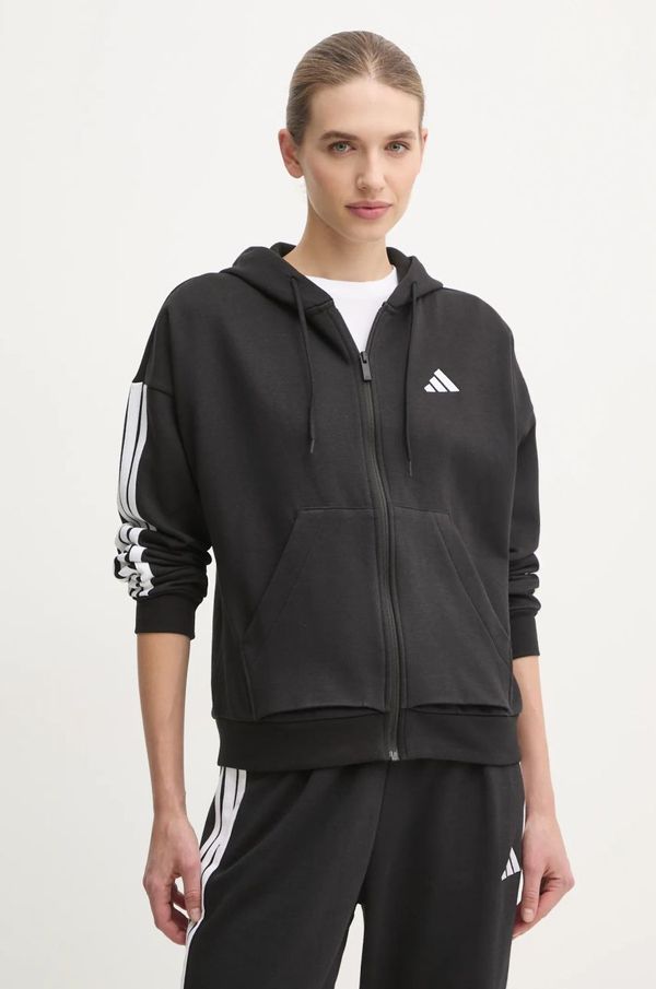 adidas Pulover adidas Essentials ženski, črna barva, s kapuco, JE1283