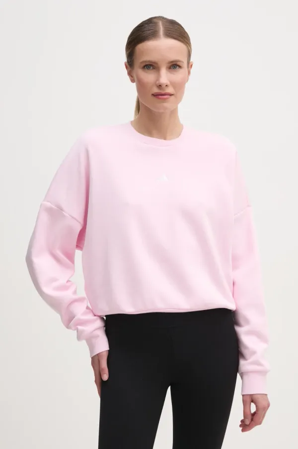 adidas Pulover adidas Essentials ženski, roza barva, JI6063