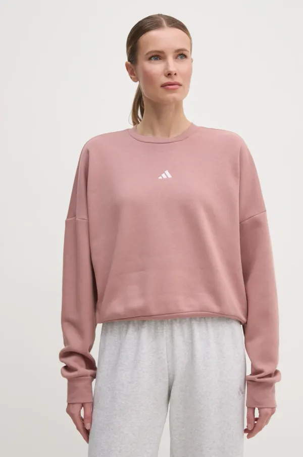 adidas Pulover adidas Essentials ženski, roza barva, JI6065