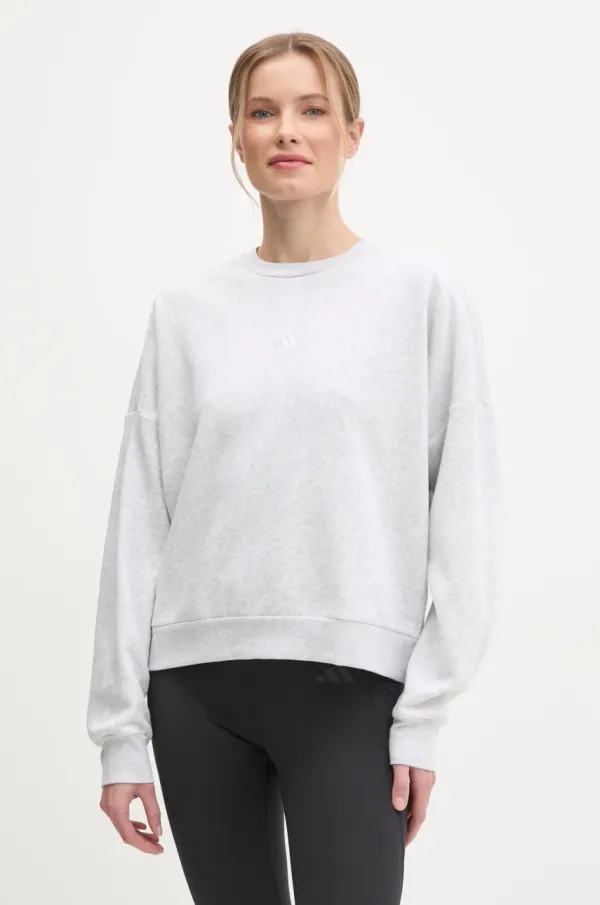 adidas Pulover adidas Essentials ženski, siva barva, JI6060