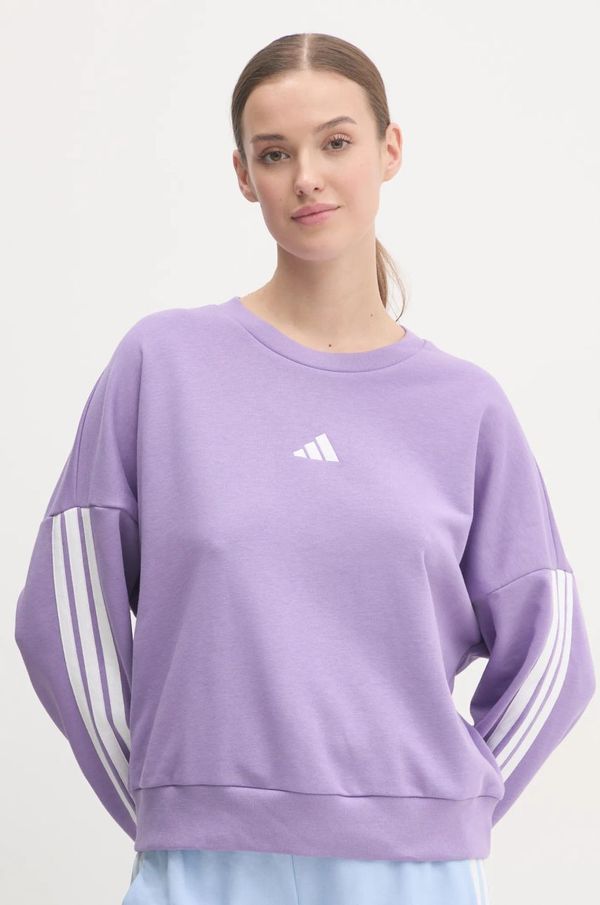 adidas Pulover adidas Essentials ženski, vijolična barva, JD5291