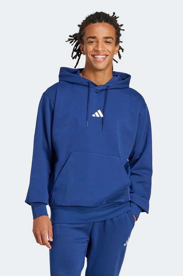 adidas Pulover adidas Feelcozy moški, mornarsko modra barva, s kapuco, JE3810