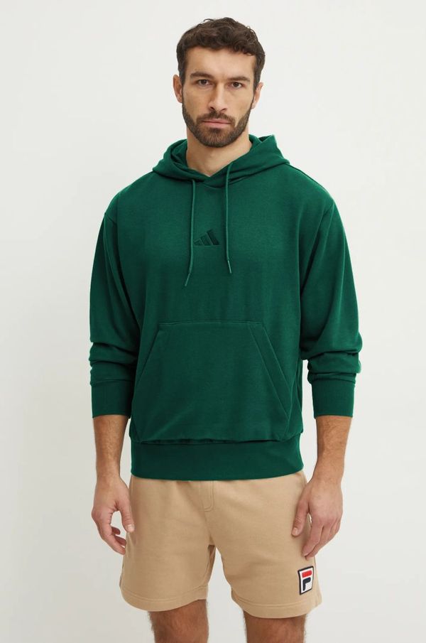 adidas Pulover adidas Feelcozy moški, zelena barva, s kapuco, JE3802