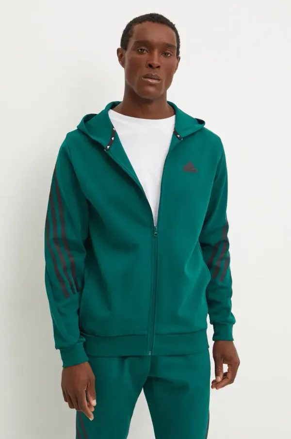 adidas Pulover adidas Future Icons moški, zelena barva, s kapuco, IW8531