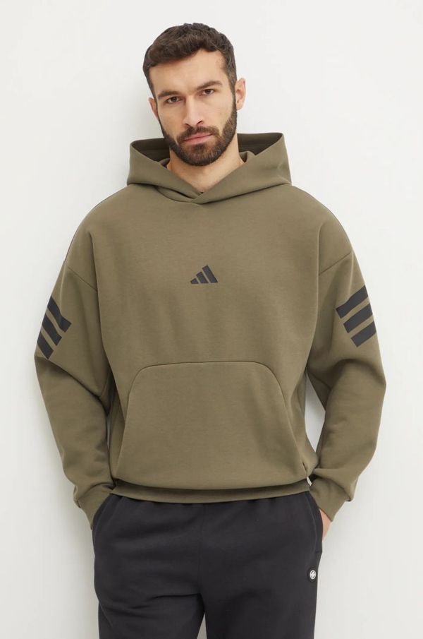 adidas Pulover adidas Future Icons moški, zelena barva, s kapuco, JD4856