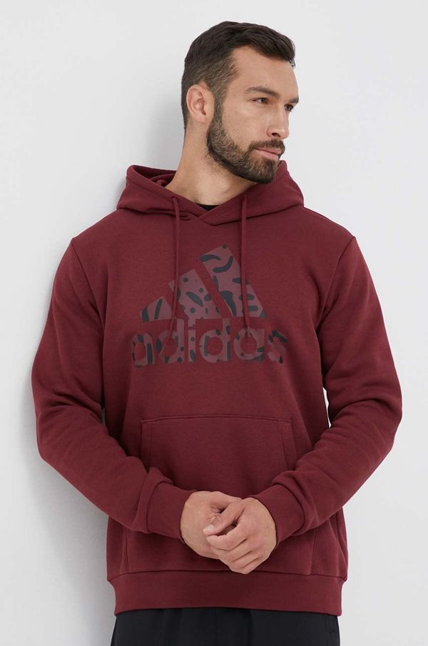 adidas Pulover adidas moška, bordo barva, s kapuco