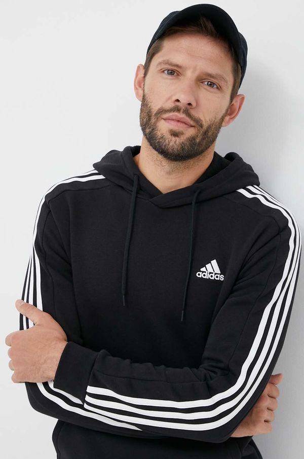 adidas Pulover adidas moška, črna barva, s kapuco