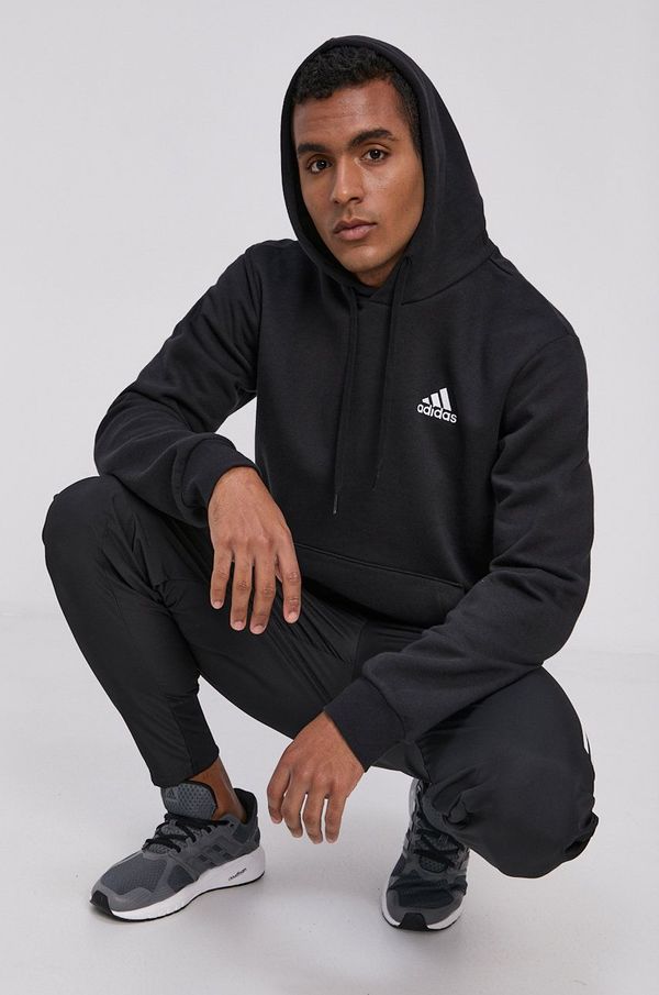 adidas Pulover adidas moška, črna barva, s kapuco