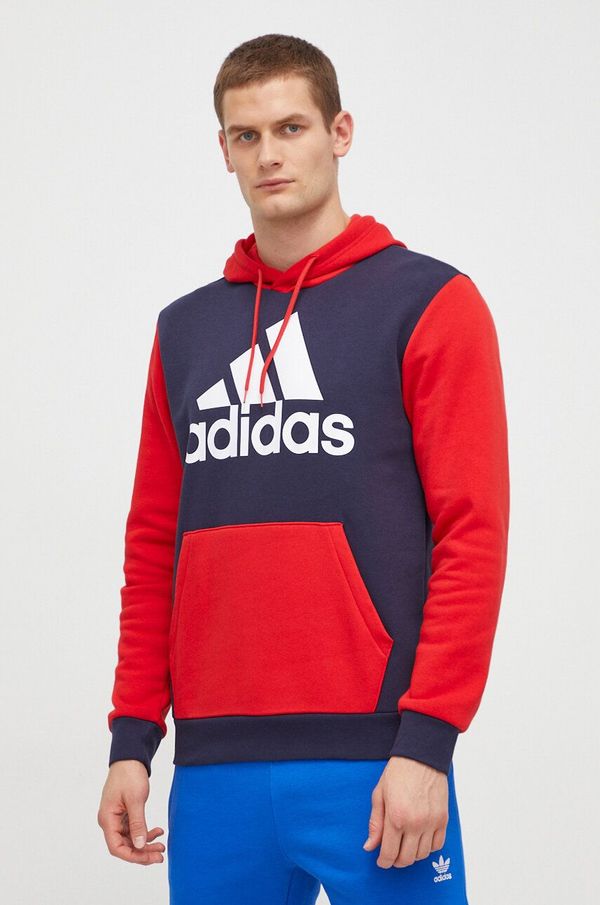 adidas Pulover adidas moška, rdeča barva, s kapuco