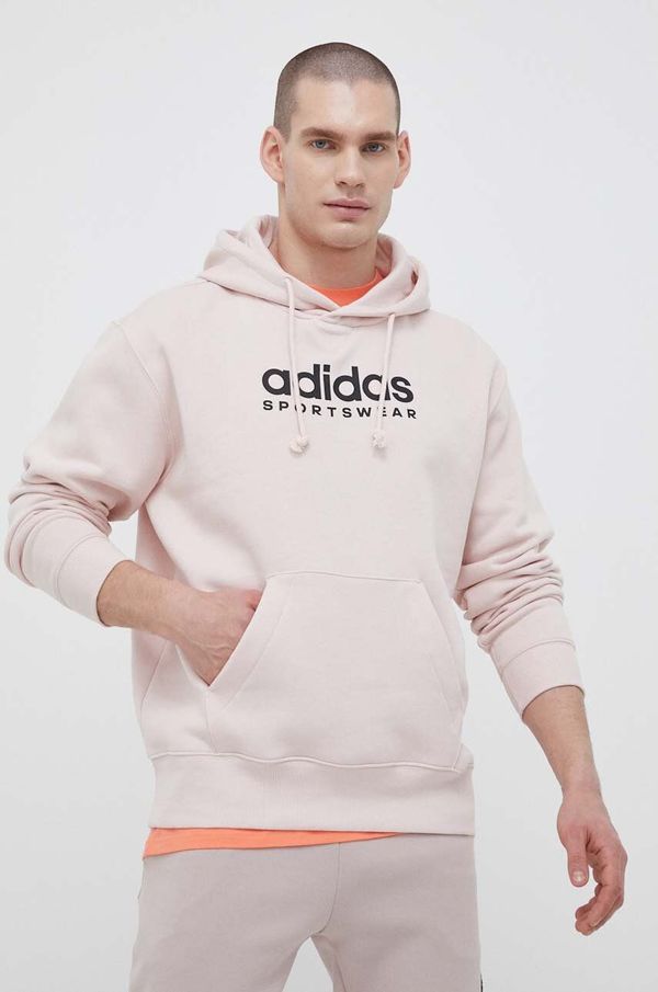 adidas Pulover adidas moška, roza barva, s kapuco