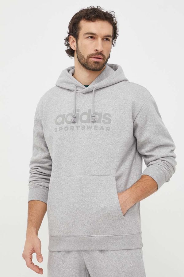 adidas Pulover adidas moška, siva barva, s kapuco