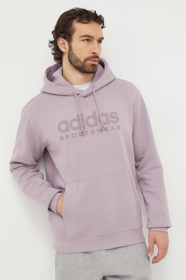 adidas Pulover adidas moška, vijolična barva, s kapuco