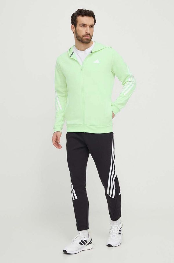 adidas Pulover adidas moška, zelena barva, s kapuco