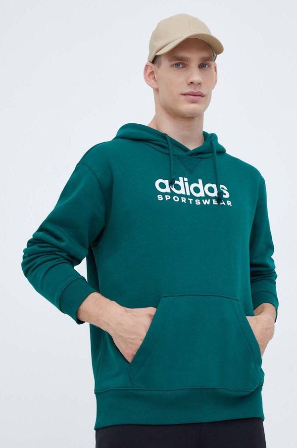 adidas Pulover adidas moška, zelena barva, s kapuco